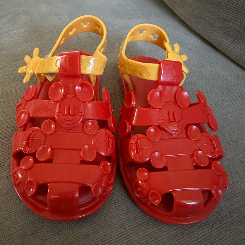 Mini Melissa Disney Mickey Mouse red and yellow sandals toddler size 10 EUC